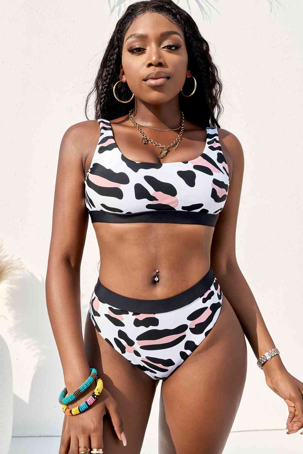 Striped Tank High Waist Bikini - Siennasass