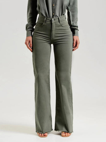 Buttoned Raw Hem Jeans with Pockets - Siennasass