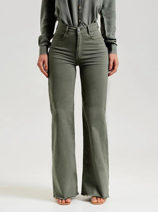 Buttoned Raw Hem Jeans with Pockets - Siennasass