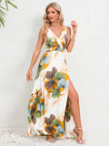 Slit Tied Printed Surplice Dress - Siennasass
