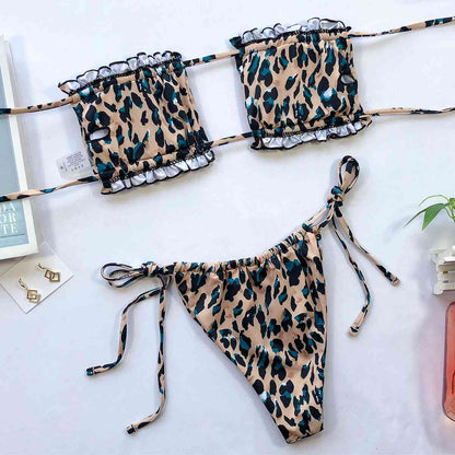 Frill Trim Ruched Bikini Set - Siennasass