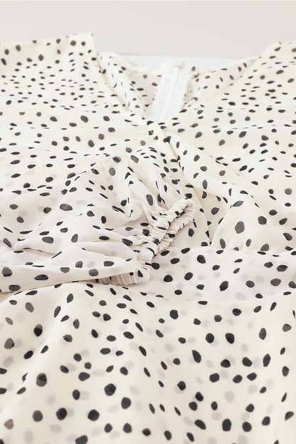Tied Polka Dot Balloon Sleeve Layered Dress - Siennasass