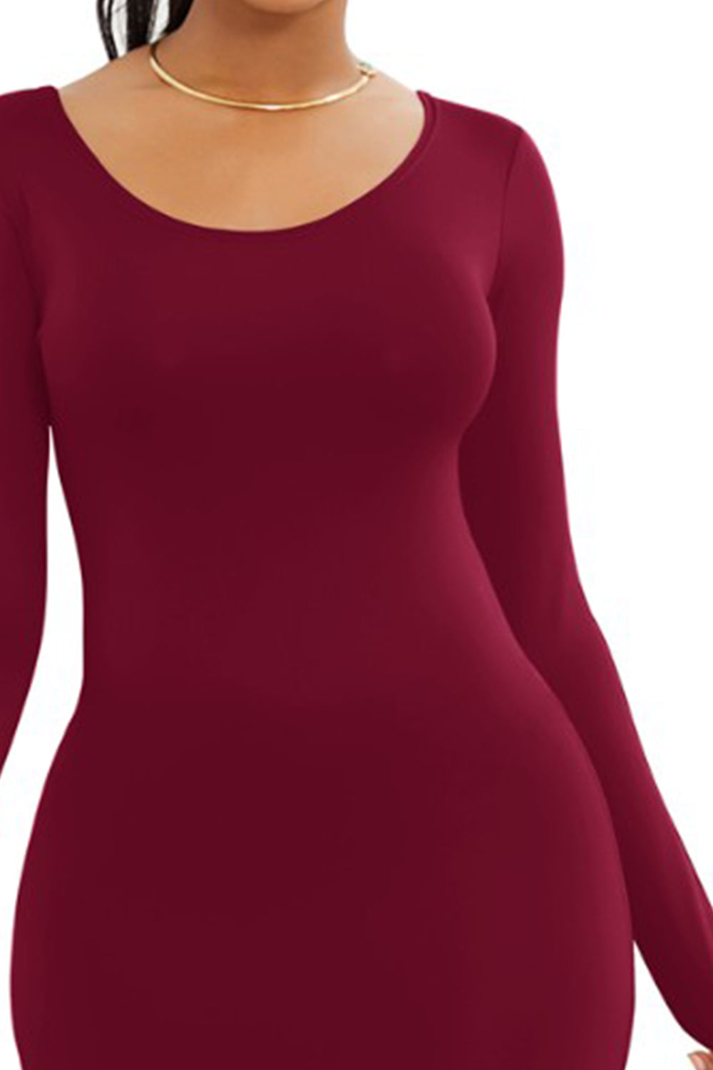 Round Neck Long Sleeve Maxi Wrap Dress - Siennasass