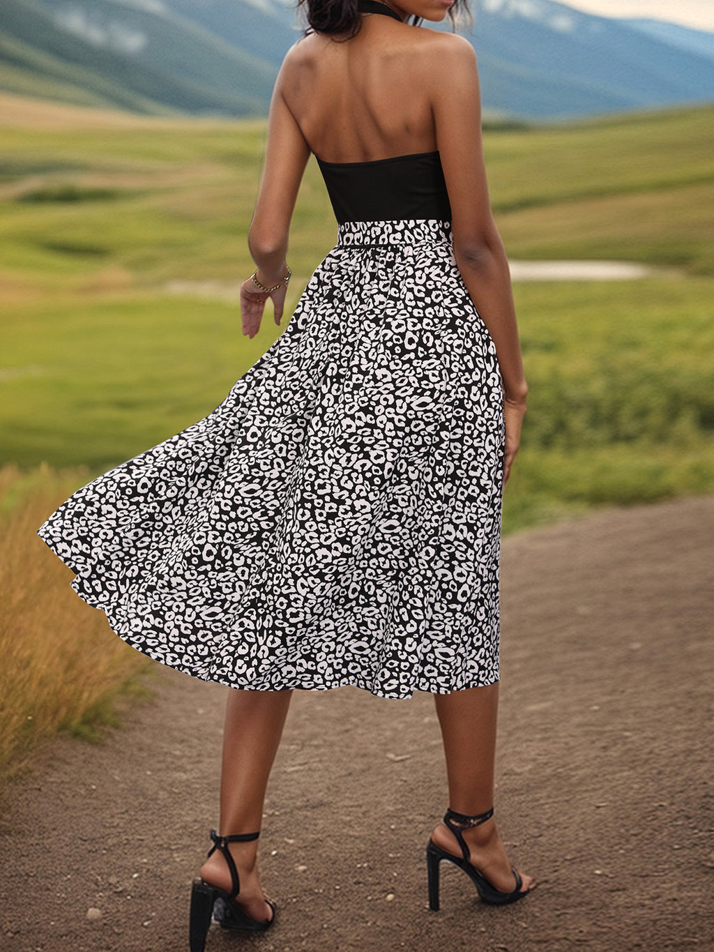 Leopard Halter Neck Midi Dress - Siennasass