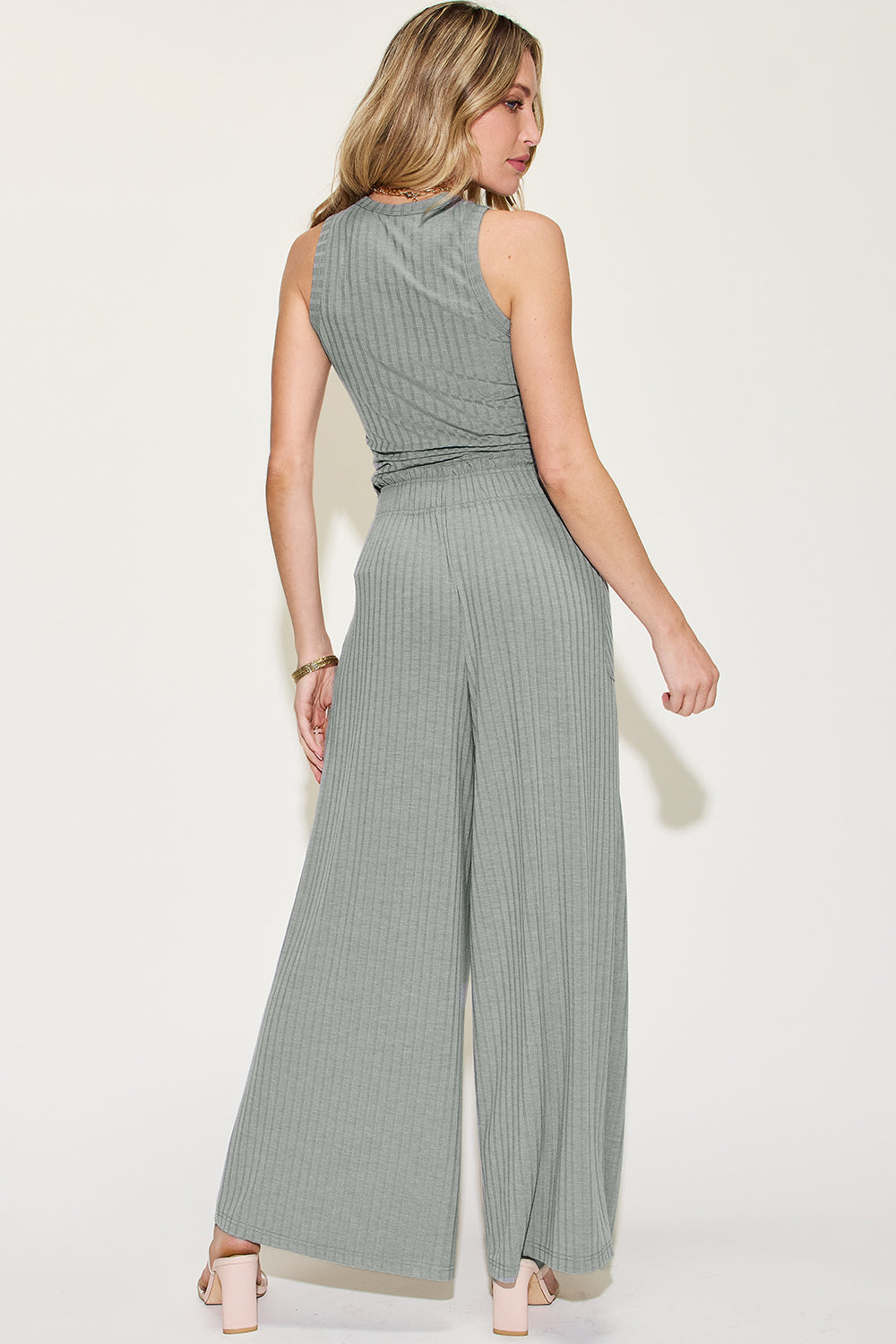 Basic Bae Full Size Ribbed Tank and Wide Leg Pants Set - Siennasass